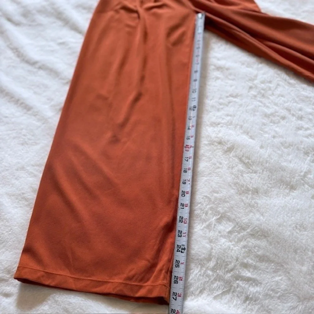 Halara High Waisted Wide Leg Pleated Trousers Rust Orange XS Regular New - Picture 5 of 7
